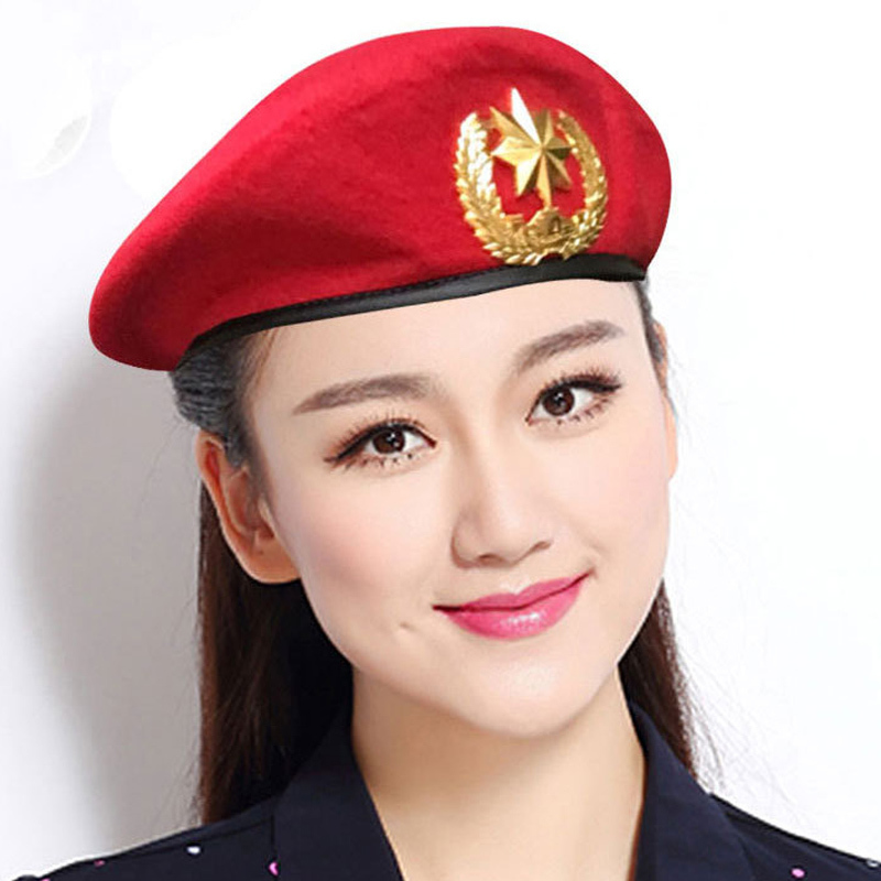High-Q Men Women Wool Felt Berets Metal Badge Decor Sailors