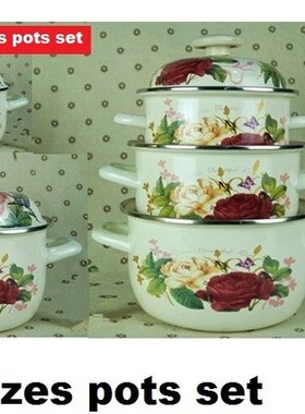 Free Shipping 10pcs  Enamel Cooking Pots Set Casserole Stew