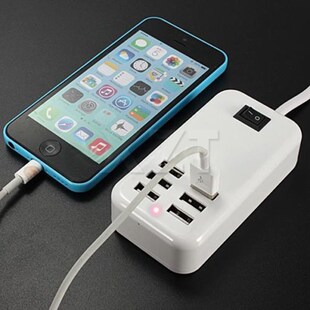 USB HUB 6 Ports Splitter With Switcher Power Adapter Desktop