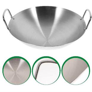 Wok Pan Steel Stainless Frying Pot Fry Stir Chinese Bottom