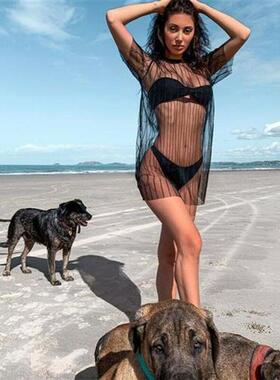 Summer Women Beach Swimsuit Cover Up Sexy Mesh Sheer Bikini