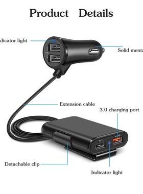 Car Charger 4 USB Adapter  Charge Mobile Phone For Phon