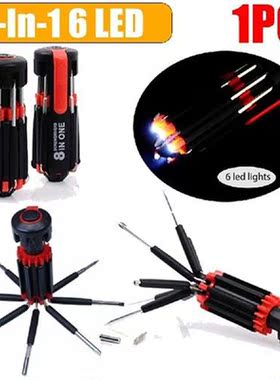 8 In 1 Slotted Phillips Screwdriver Precision With 6 LEDs