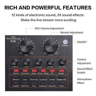 Microphone Sound-Card Audio-Interface Live-Broadcast Karaoke