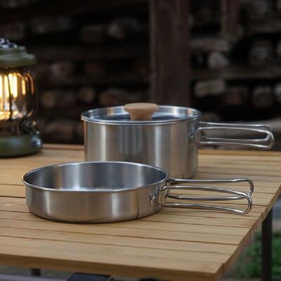 Household Picnic Pot Set Outdoor Soup Pots Foldable Handle