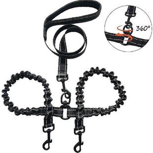 Thick Nylon Double Dog Leash Soft Leather Control Leash