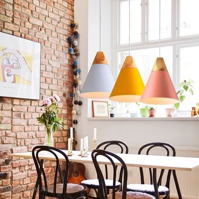 Nordic LED Wood Pendant Light Dining Room Pendant Lamp Moder
