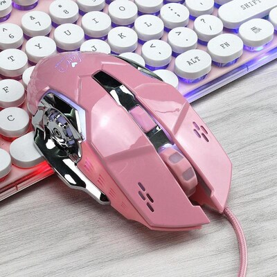 USB Wired Gaming Mouse 3200DPI 6 Buttons Gamer Mouse Pink Mi