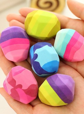 Kawaii Colorful Stone Shape Eraser Geese In Soft Rubber Eras