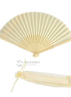 50pcs Personalized Engraved Ladies Bamboo  Silk Fan Hand Fol
