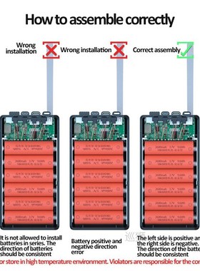 12*18650 Battery Storage Box with 4 Cable PD Fast Qi Wireles