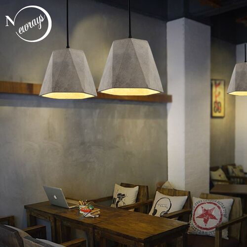 Retro loft concrete pendant light E27 LED industrial deco ha