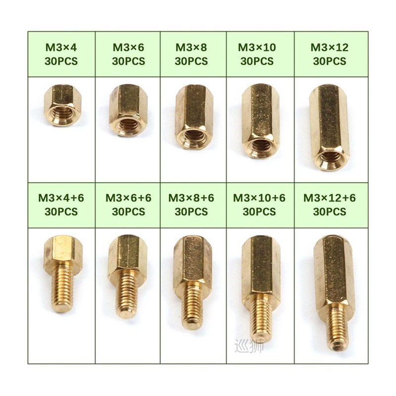 300Pcs M2/M3 Hex Head Brass Standoff Spacer Screws Threaded