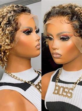 Curly Wigs Short Pixie Cut Human Hair For Women Natural Blac