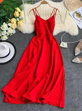 FTLZZ 2022 Vintage Sveless Women Dress Summer Sexy Bale