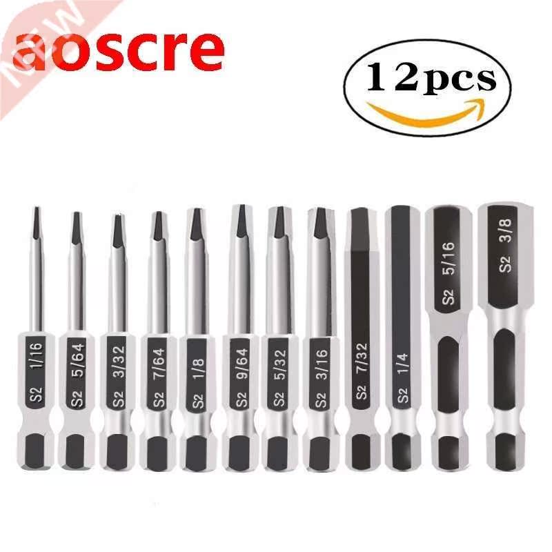 12Pcs Inner Hex Electric Wrench 1/4 Inch S2 Alloy Steel Impe