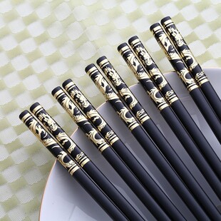 Chopsticks Chinese Alloy Black Sushi Hashi Chop Sticks Table