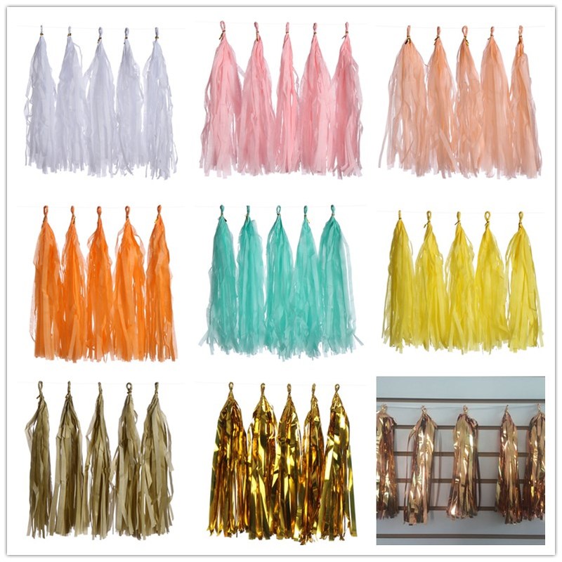 14inch Length Pack of 5pcs  DIY Tissue Paper Tassel Garland