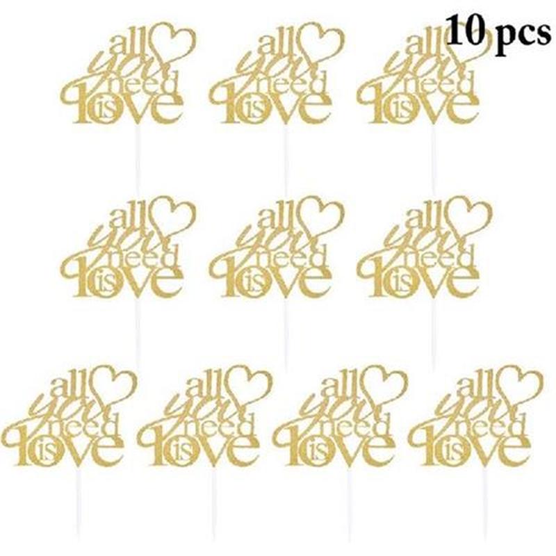 10pcs Paper Happy Birthday Cake Topper Cupcake Dessert