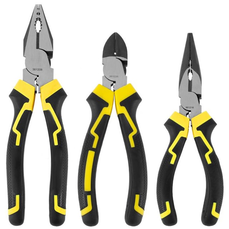 3Pcs HCS Pliers Set With Soft Grip Handle 6 Diagonal Pliers