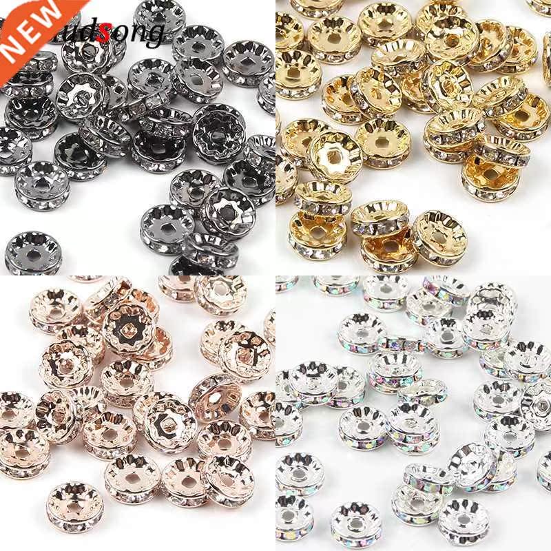 50pcs 4/6/8/10mm Rose Gold AB Rhinestone Rondelles Crystal S