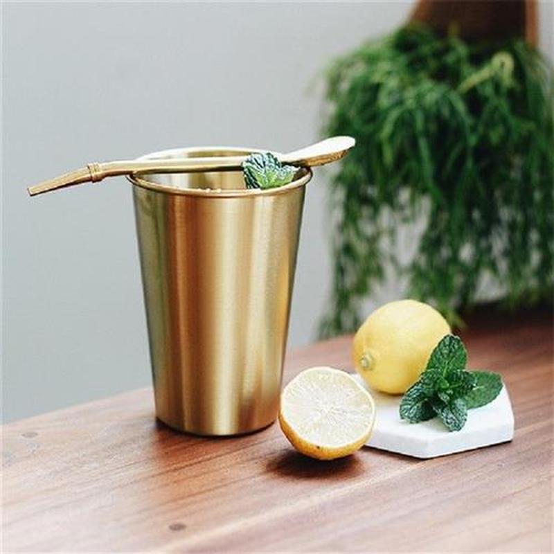 500mL Gold Stainless Steel Single Layer Cold Drink Beer Cup