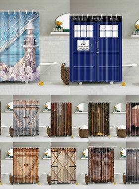 Curtains Bathroom Door-Shower Hooks Polyester-Fabric Home-De