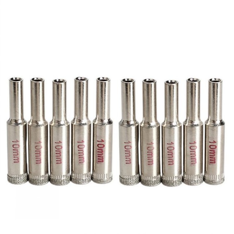 10pcs 10mm Diamond Coated Drill Bit Set Tile Marble Glass Ce