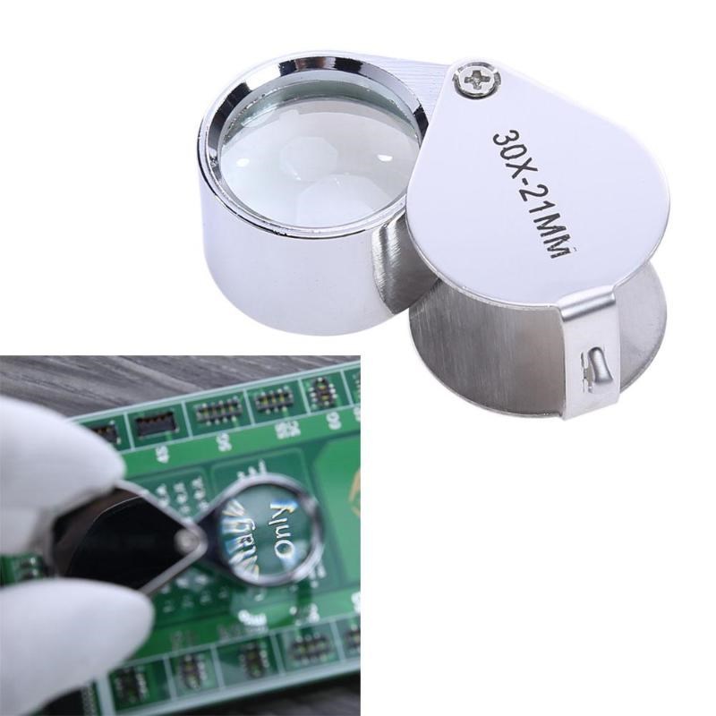 30X Times Magnifier Glass 30X-21MM Metal Fold Identify Preci