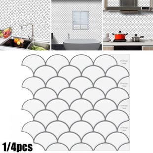1/4Pcs Fan-shaped Epoxy Kitchen Wall Sticker Self Adhesive W