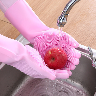 Dishwashing Silicone Gloves Kitchen Brush Gloves Magic
