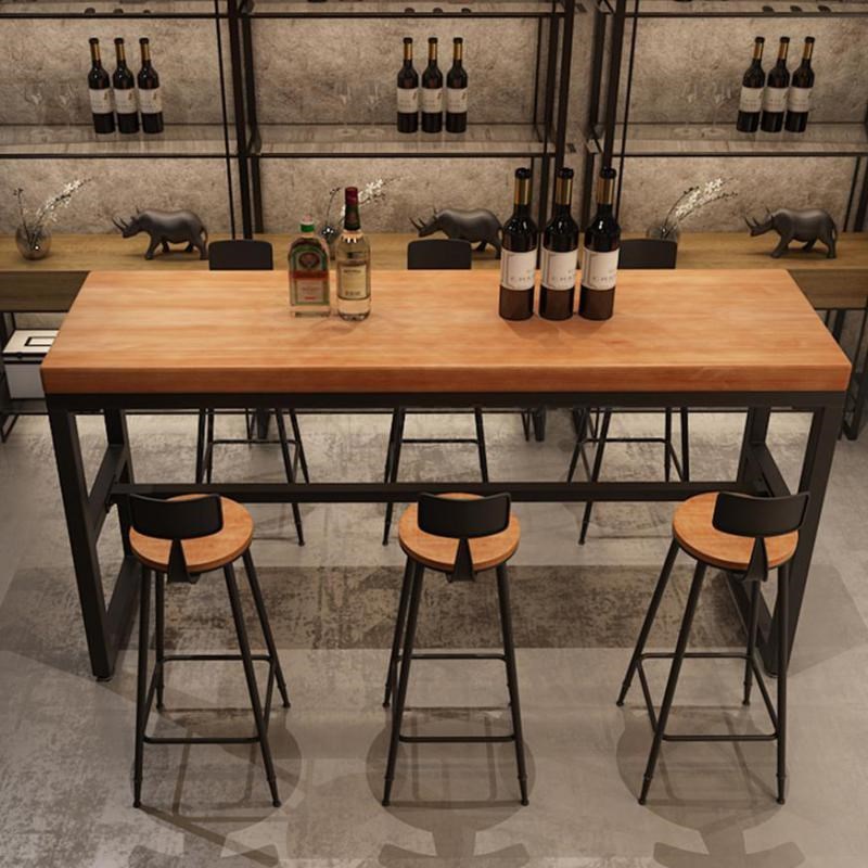 Nordic Solid Wood Long Table Coffee Bar Against Wall High St