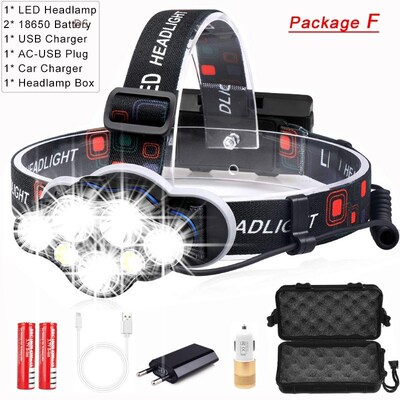40000LM Powerful Headlight SB Rechargeable Head Light 7 LED