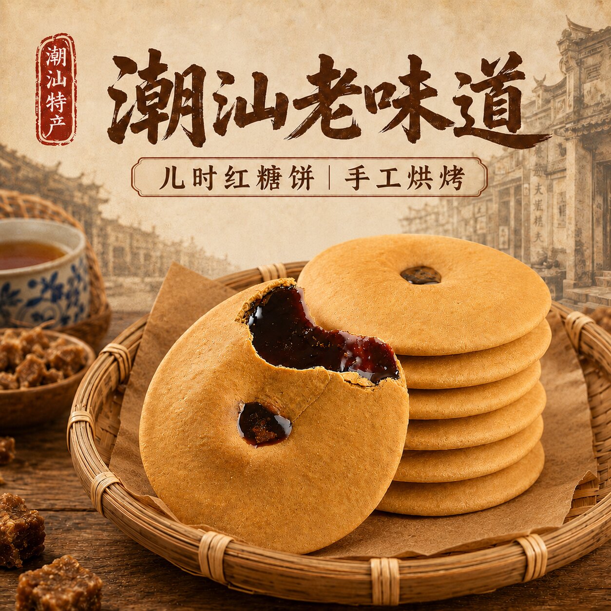 潮汕肚脐饼怀旧零食特产小吃