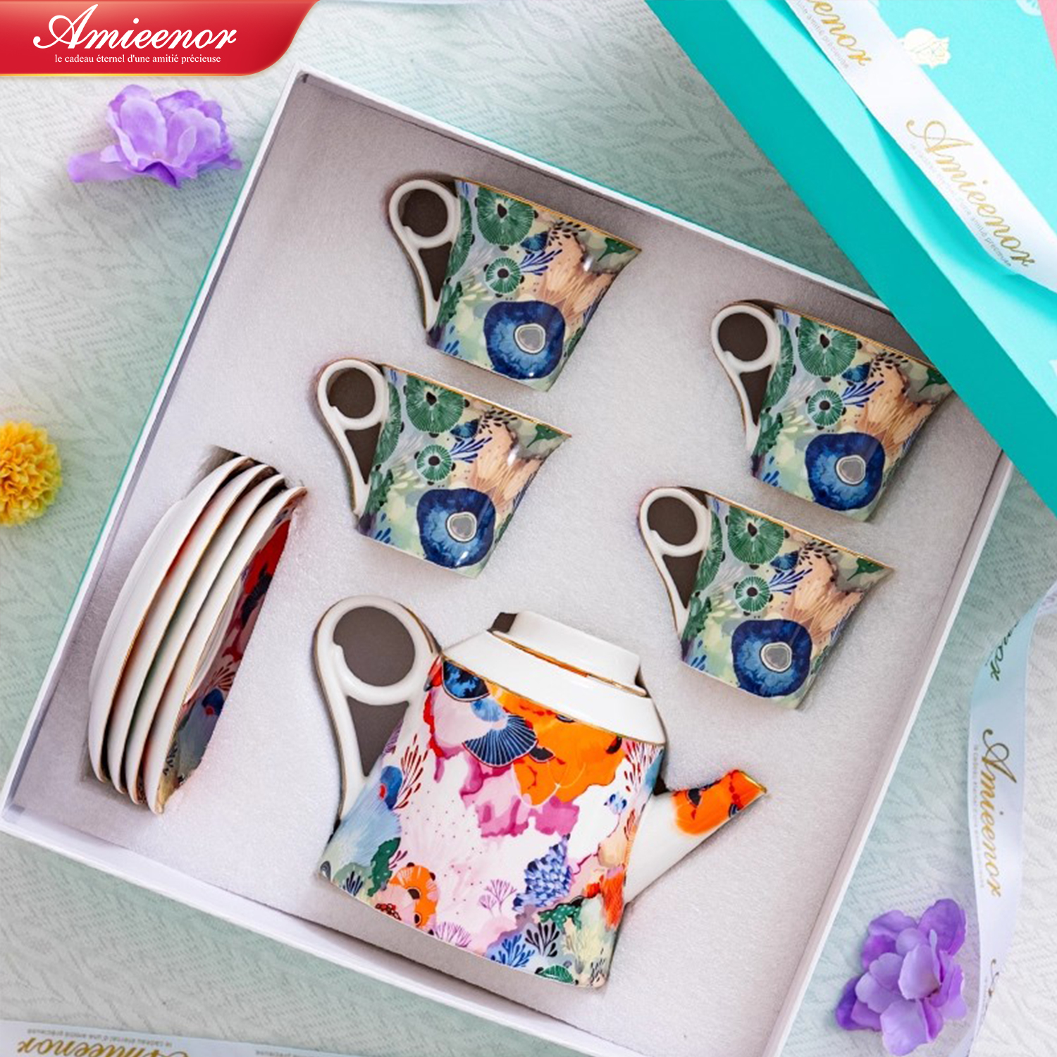 Amieenor珊瑚秘境一壶四杯礼盒装