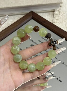 【青梅煮酒】天然岫玉奇楠沉香串珠手链文艺复古显白水晶手串手饰