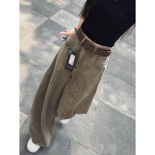 复古做旧不贴腿直筒牛仔裤女2026早秋新款高腰垂感宽松百搭香蕉裤