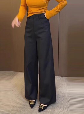 黑色休闲阔腿西装裤子女2026新款夏季高腰垂感显瘦宽松宽松直筒裤