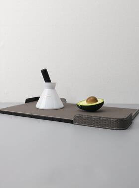 现代简约皮革金属编织图案收纳托盘装饰品客厅卧室茶几样板房家庭