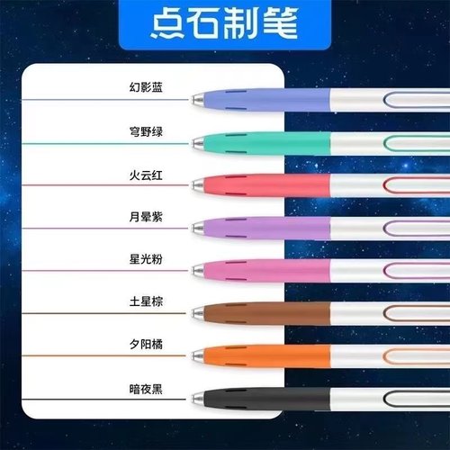 点石时空舱彩色中性笔复古色双珠顺滑按动速干太空舱笔手帐笔记高颜值0.5mm手账 练字笔子弹头黑科技笔DS0154