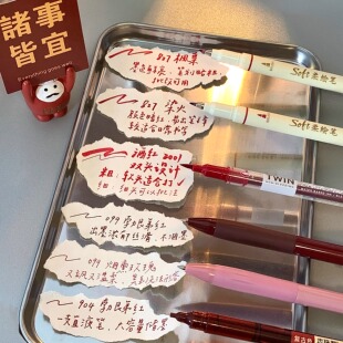 点石红笔速干学生用红色中性笔老师专用粗头软头批改作业高颜值柔绘笔直液式刷题笔勃艮第红教师用复古红水笔