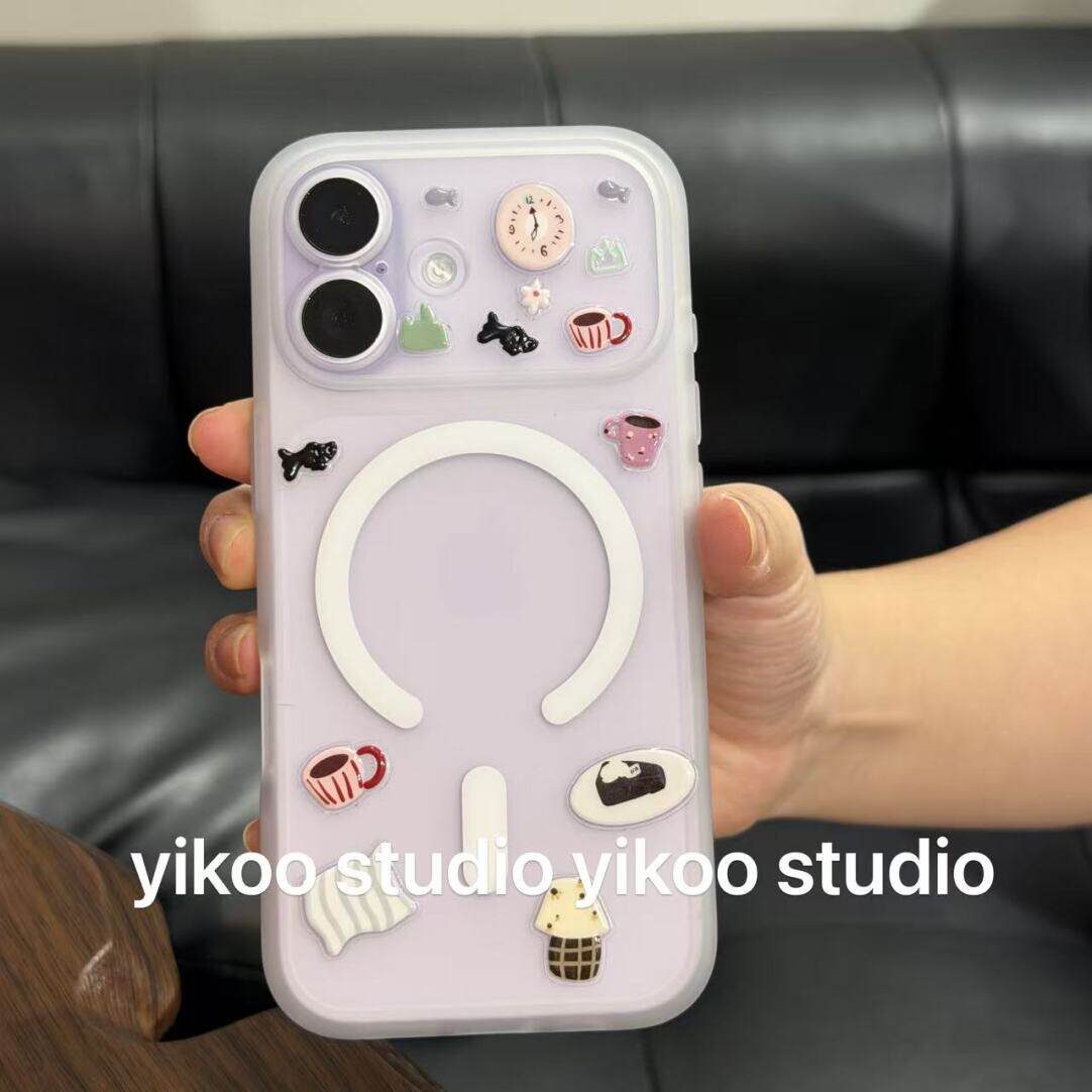 diy贴纸黑色猫咪适用苹果17promax手机壳二合一可拆卸镜头iPhone16pro秒变air肤感白15防摔14肤感磁吸13全包