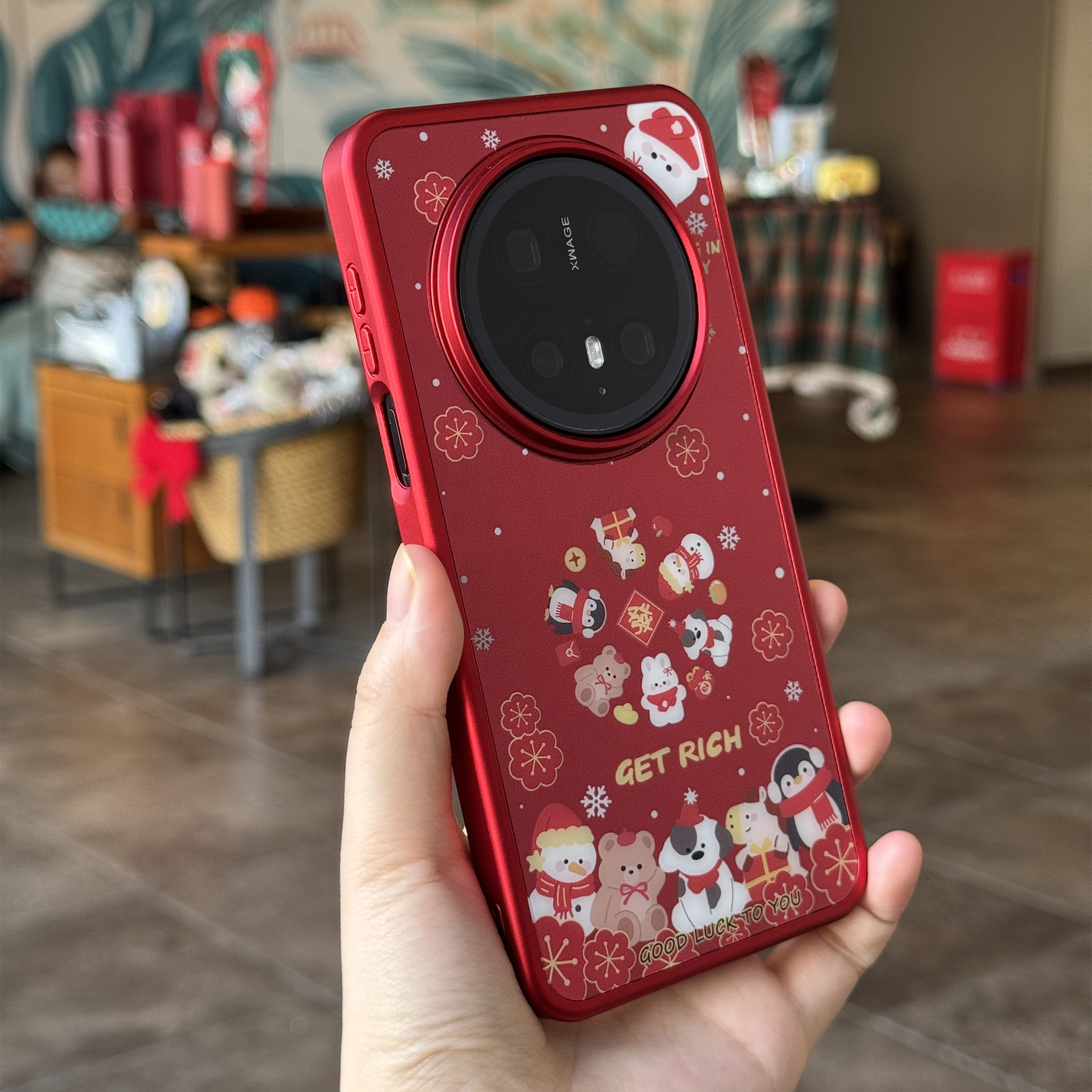 新年红色可爱卡通动物图案适用华为mate80promax手机壳Mate70Pro+全包mate60pro内置磁吸防摔保护套情侣款潮