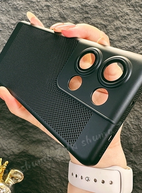 【夏日散热】适用OPPOReno10pro+手机壳Reno9蜂窝孔透气款Reno12保护套黑色高级裸机感简约可拆卸镜头膜情侣