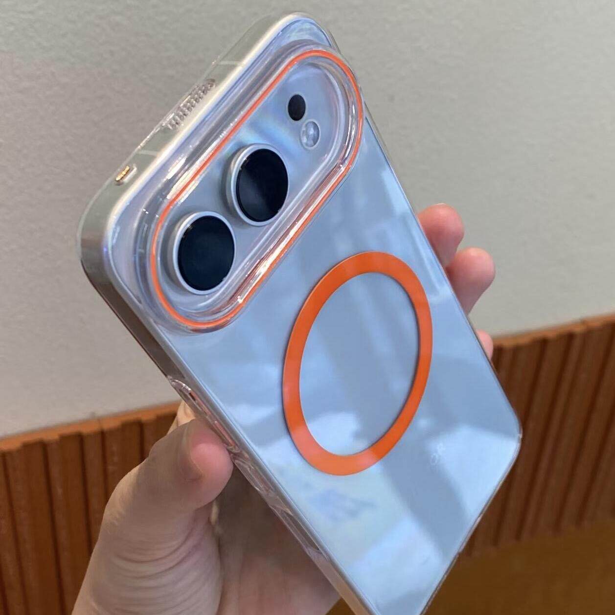 ins新款隐曜橙红色磁吸透明适用荣耀500Pro手机壳400全包X70高级感Magic8马卡龙色魔术magic7pro大孔硬壳男女