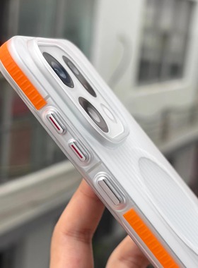 橙色防滑条光栅微磨砂抗指纹适用OPPOFindX9Pro手机壳findx8ultra防摔findx7磁吸保护套简约X6瓦楞纹全包透明