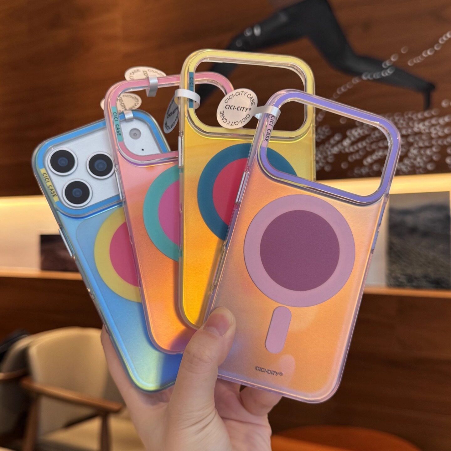 【极光磁吸】马卡龙色系适用苹果17ProMax手机壳撞色iPhone16PM潮流紫16Pro新款iphone15全包金属按键防摔套