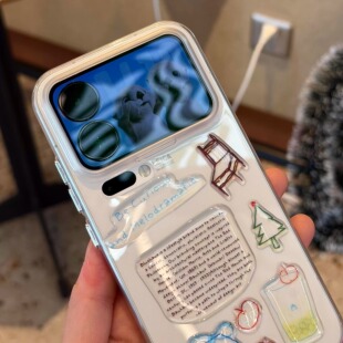 diy滴胶雪人贴纸适用小米17promax手机壳15/14拜耳透明华为mate70pro+全包60独立金属按键Pura80U超薄裸机感