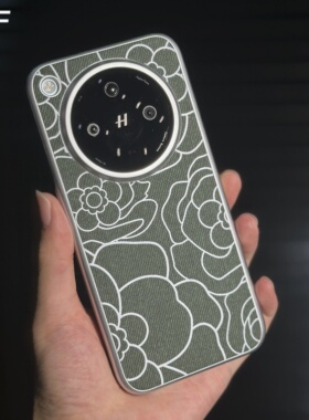 复古墨绿色浮雕山茶花适用OPPOFindX8Pro手机壳findx8s+时尚毛麻布面X8Ultra三包边华为mate70/60pro+防指纹