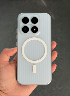 高级感个性蓝色防滑条瓦楞纹适用小米17手机壳17ProMax简约15spro撞色15Ultra磨砂白磁吸Xiaomi14全包硬壳13